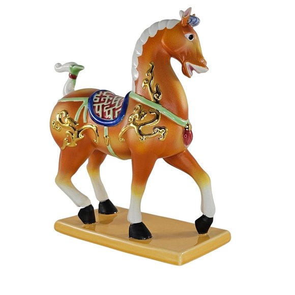 Chinese Tang Dynasty Style Horse Figurine Walking Mouth Open Tri Colored - Picture 4 of 9